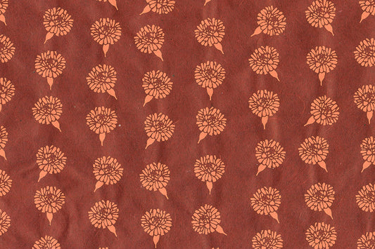 Orange on Burgundy Banana Marigold Strings Printed Handmade Paper Online