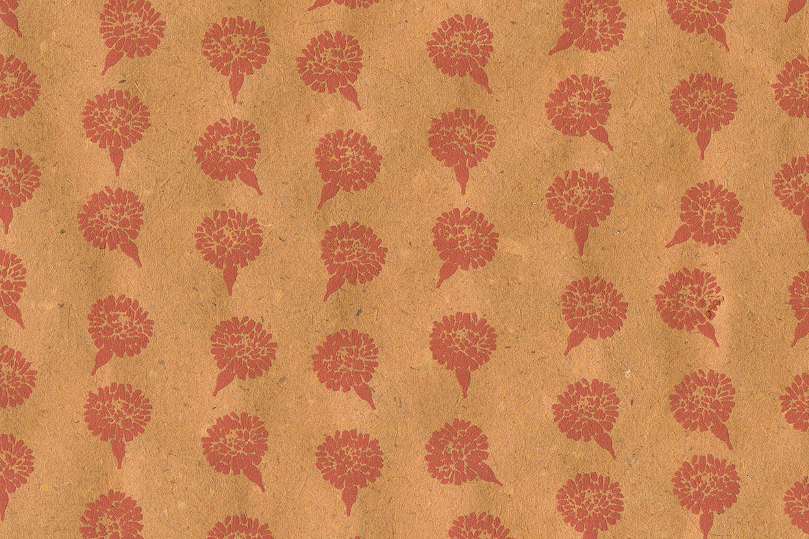 Burgundy on Autumn Gold Marigold Strings Printed Handmade Paper Online