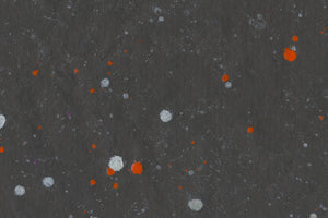 Marbling Orange & White Dotted on Black Handmade Paper