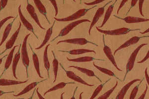 Red & Green on Terracotta Chilis Printed Handmade Paper Online