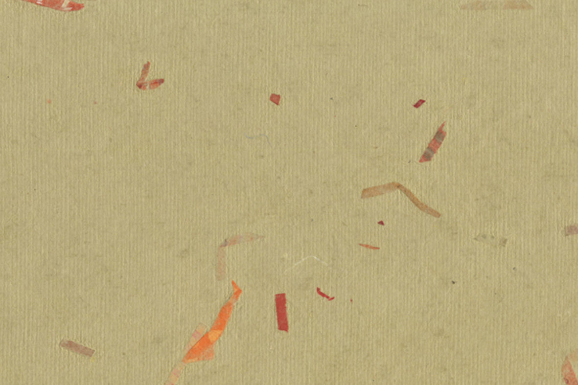 Asparagus Green with Red Nat Orange Chips Handmade Paper