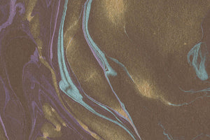 Marbling Cyan, Violet, Pearl & Gold on Brown | Rickshaw Recycle