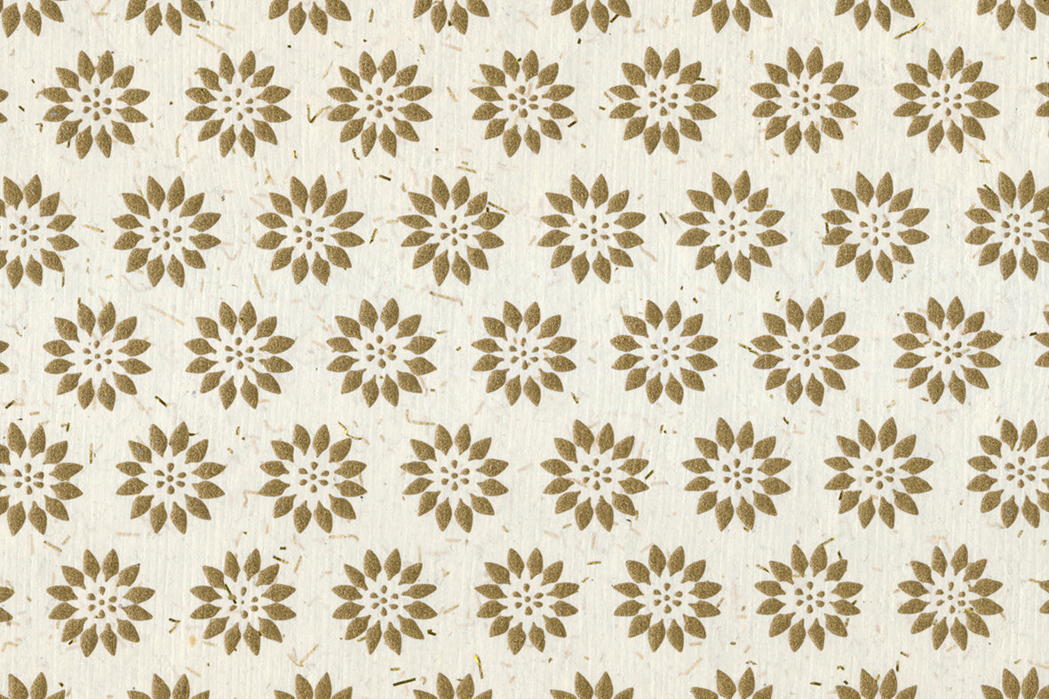 Gold on White Edelweiss Printed Handmade Paper Online