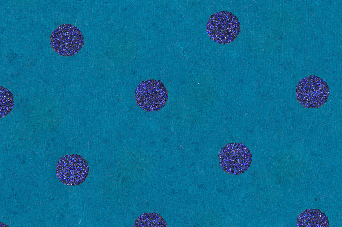 Glitter Dots: Navy on Mosaic Blue Handmade | Rickshaw Recycle