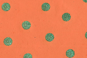 Glitter Dots: Moss on Bright Orange Handmade | Rickshaw Recycle