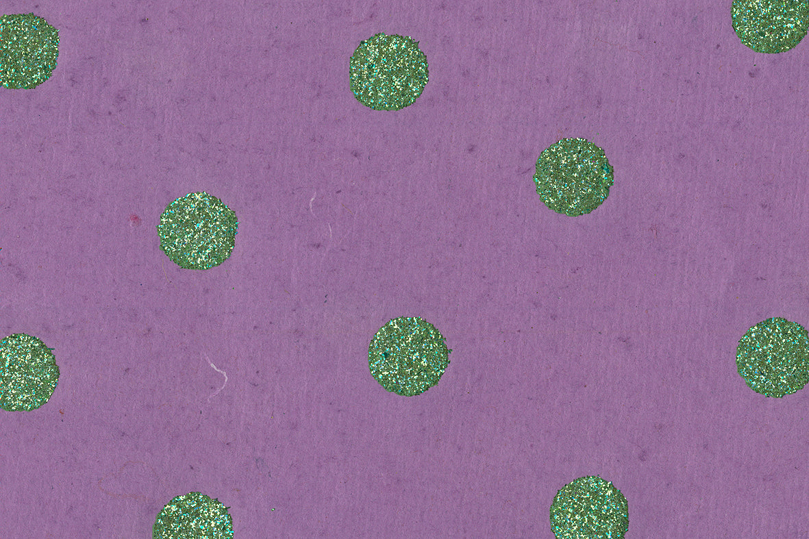 Glitter Dots Green on Amethyst Purple Printed Handmade Paper Online