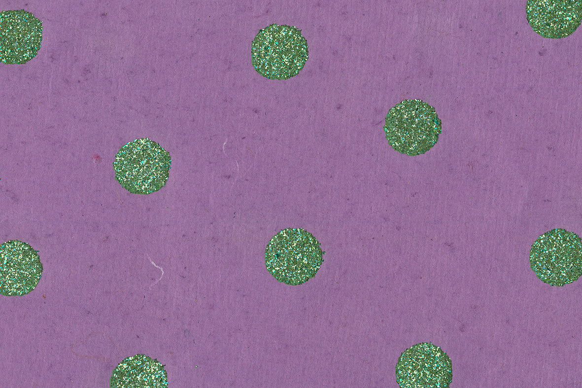 Glitter Dots: Green on Amethyst Handmade | Rickshaw Recycle