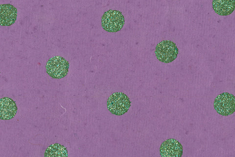 Glitter Dots Green on Amethyst Purple Printed Handmade Paper Online
