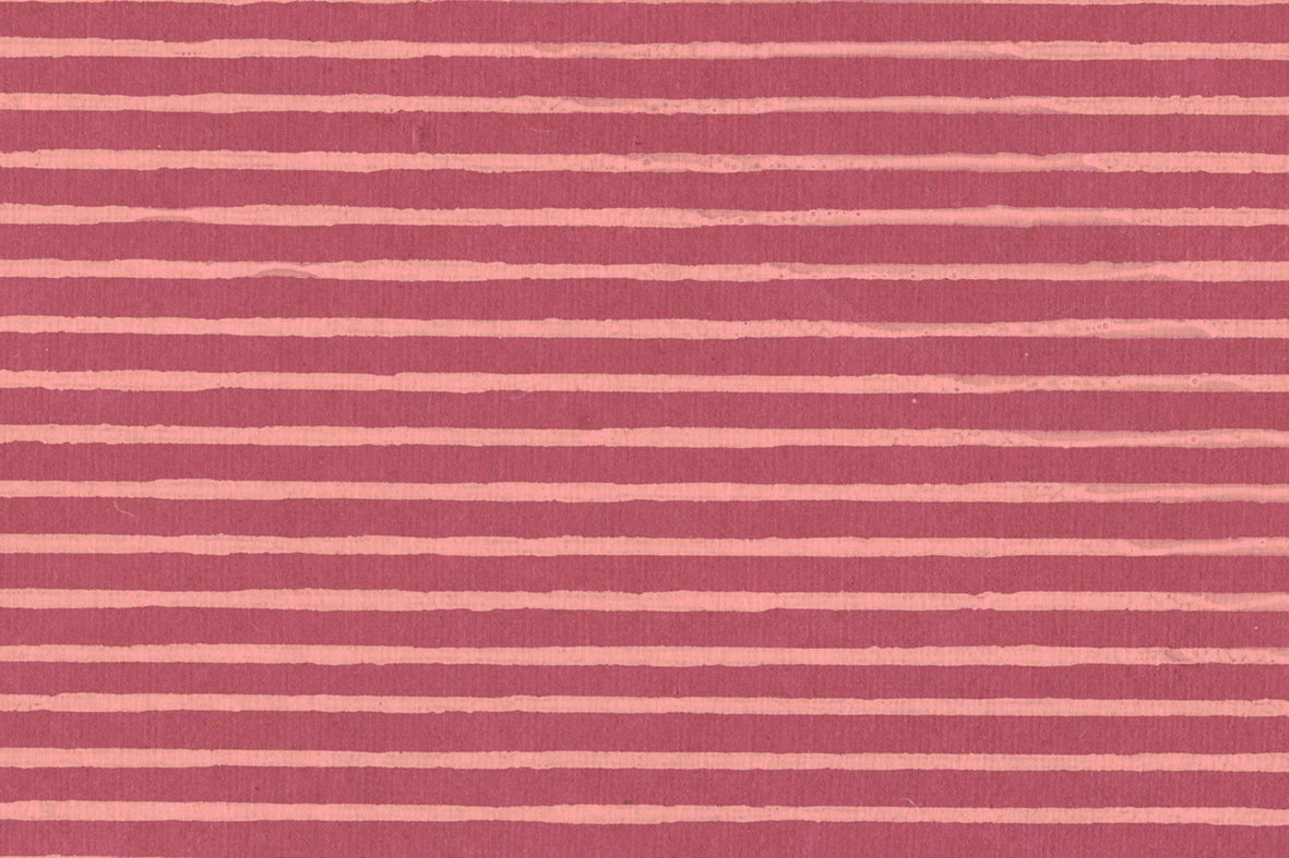 Stripes Blossom Pink printed on Dark Pink Cotton Rag Handmade Paper ~100gsm