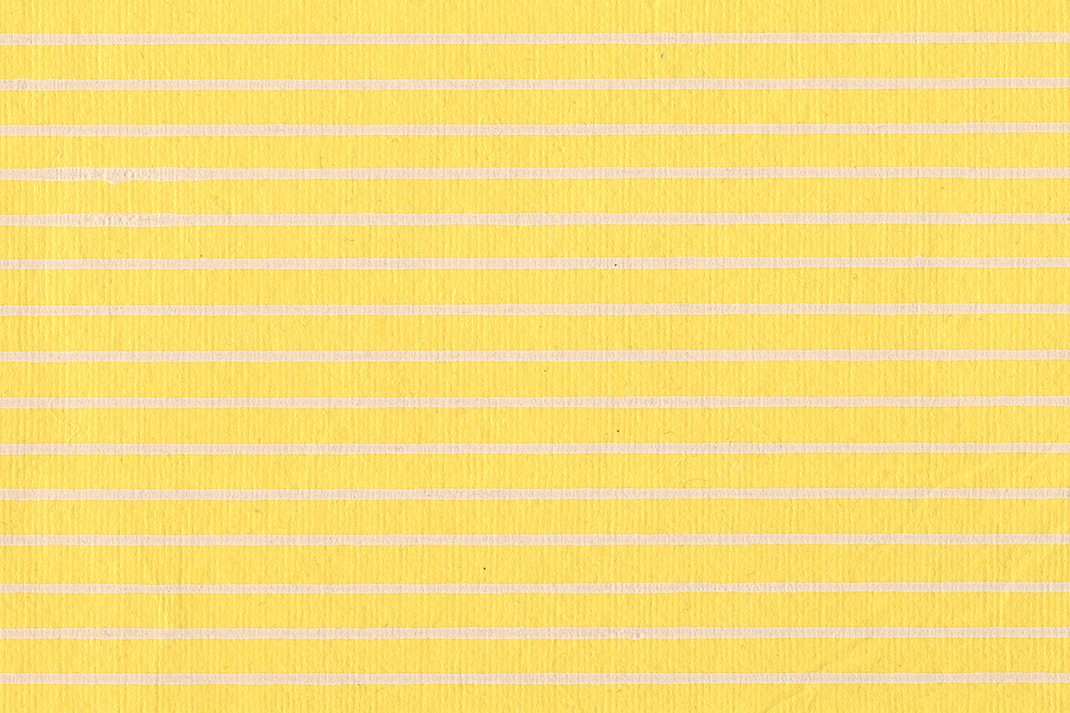 Stripes White on Vichy Yellow Handmade Paper | Rickshaw Recycle