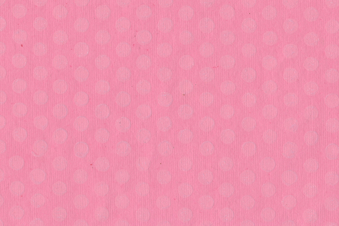 Small Dots White on Vichy Pink Handmade Paper | Rickshaw Recycle
