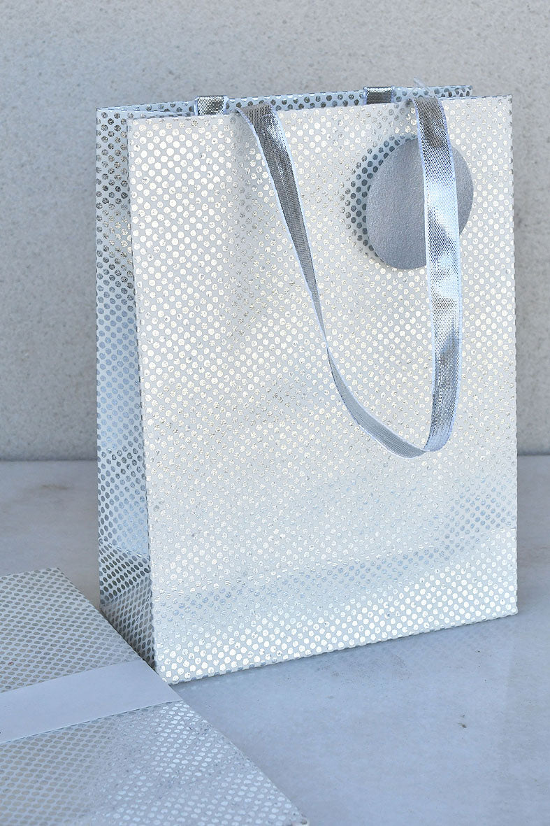 DotsDots Print White Medium Handmade Paper Gift Bags Online Print White Gift Bags Medium