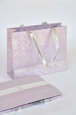 Silver Raised Paisley Medium Handmade Paper Gift Bag Online