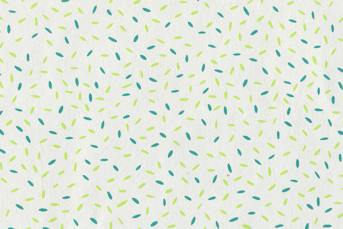 Rice Grains: Lime & Green on White Handmade Paper