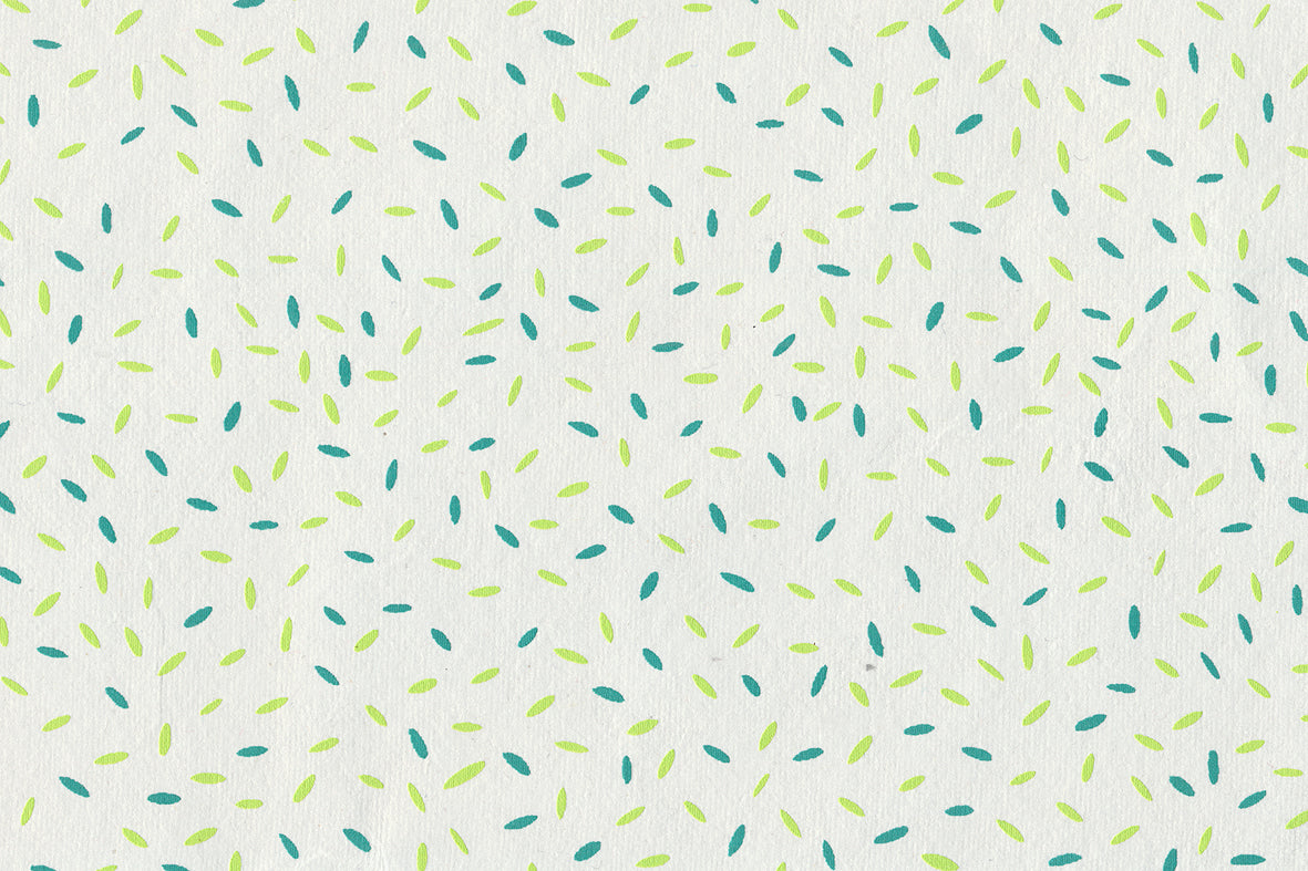 Rice Grains: Lime & Green on White Handmade Paper
