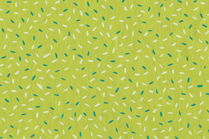 Rice Grains: Green & White on Chartreuse Green Handmade Paper