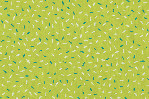 Rice Grains: Green & White on Chartreuse Green Handmade Paper