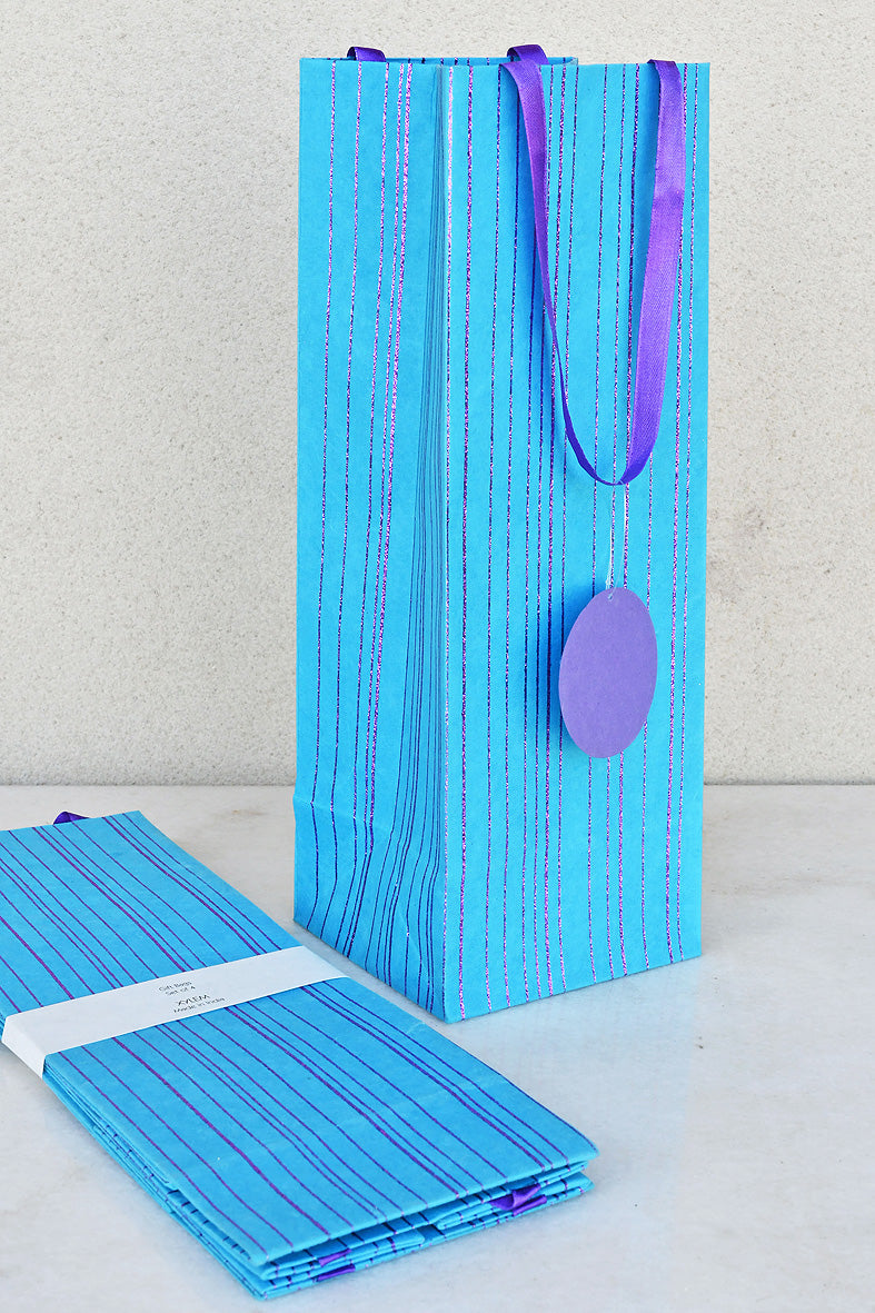 Glitter Stripes Print Ocean Handmade Paper Bottle Gift Bag Online