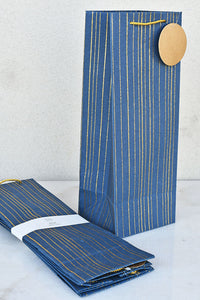 Glitter Stripes Print Black Gift Bag