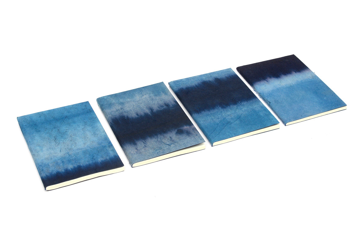 Dip dyed Soft cover Notebooks, Set of 4, D6, Blank pages