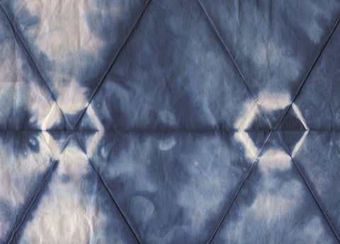 Hex Grid Dyed Indigo On Natural Daphne Handmade Paper Gift Wrap Online