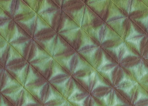 Floral Hex Grid Dyed: Green Brown on Natural Daphne Paper
