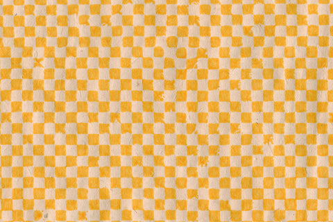 Checker Grid Deep Yellow on Natural Handmade Paper | Rickshaw Recycle