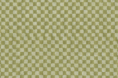 Checker Grid White on Cactus Green Handmade Paper | Rickshaw Recycle