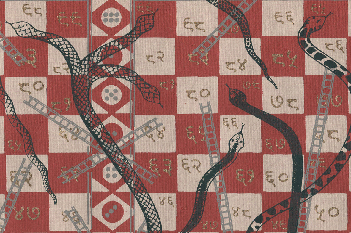 Scarlet Red Snake & Ladders Games Printed Handmade Paper Online