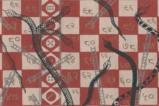 Scarlet Red Snake & Ladders Games Printed Handmade Paper Online
