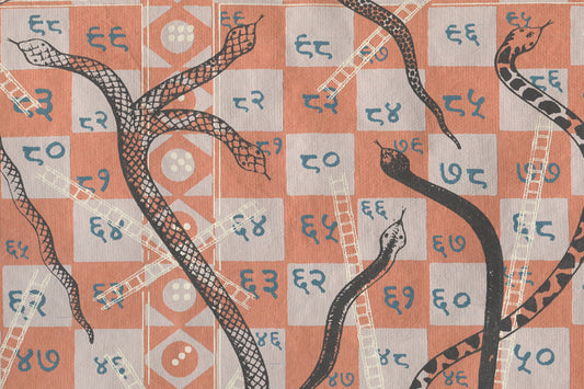 Coral Orange Snake & Ladders Games Printed Handmade Paper Online
