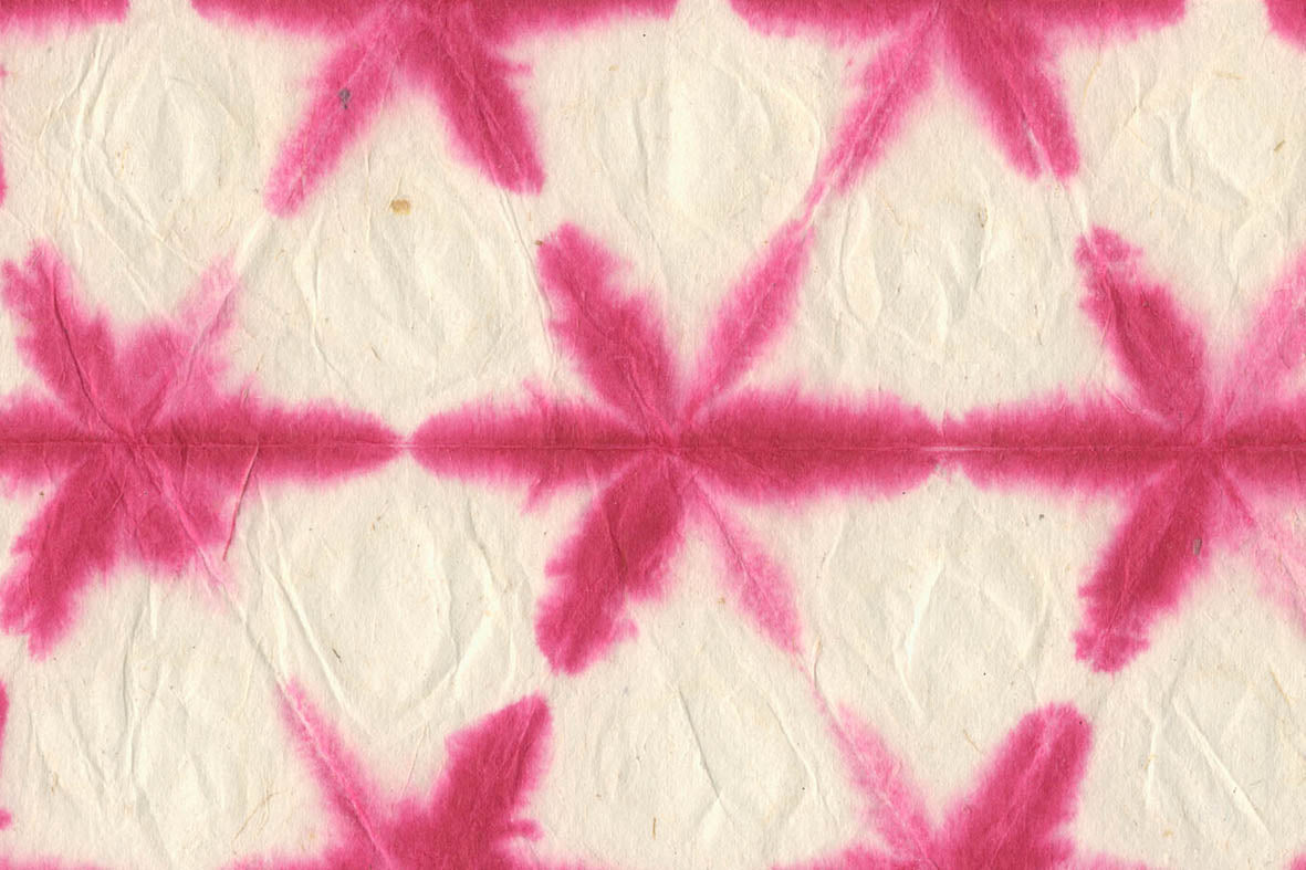 Pink on Daphne Hex Grid Stars Dyed Printed Handmade Paper Online