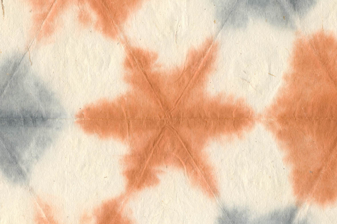 Hex Grid Stars Rust Orange & Gray Dyed on Natural | Rickshaw Recycle