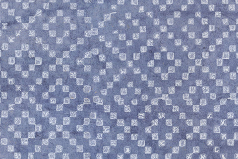 White on Deep Blue Batik Diamonds Print Printed Handmade Paper Online