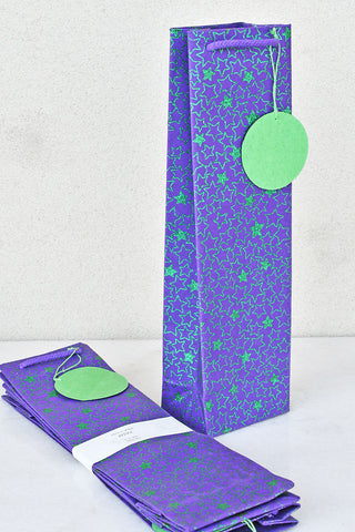 Glitter Stars Print Purple Handmade Paper Bottle Gift Bags Online
