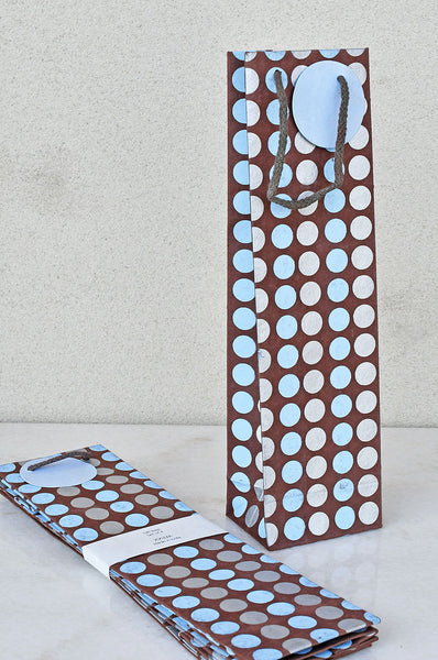 Polka Dots Print Handmade Paper Gift Bottle Bag Online