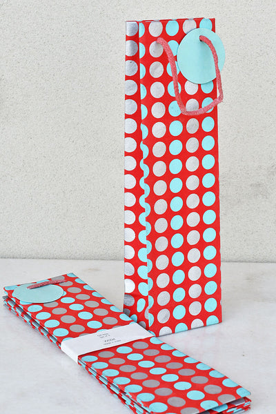 Polka Dots Print Handmade Paper Gift Bottle Bag Online