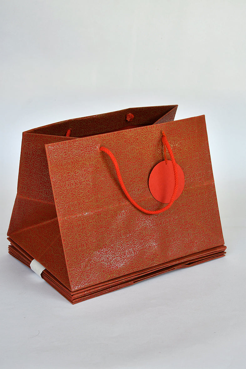  Gold Scroll on Red Handmade Paper Gift Bag Box Online