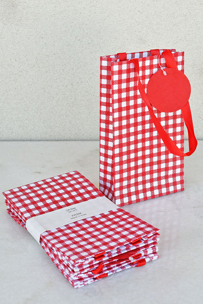 Checks Print White Handmade Paper Small Gift Bags Online 