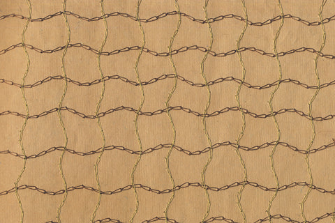 Wavy Stitched Grid: Gold & Chocolate on Amber | Rickshaw Recycle