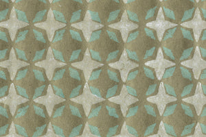 Ether Blue & White on Cactus Green 4 Petal Lattice Printed Handmade Paper Online