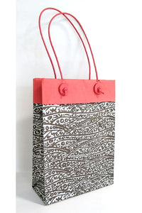 Block Print Grey & Silver Jewelled Texture Gift Bags Small, Set of 2, 6x4.5